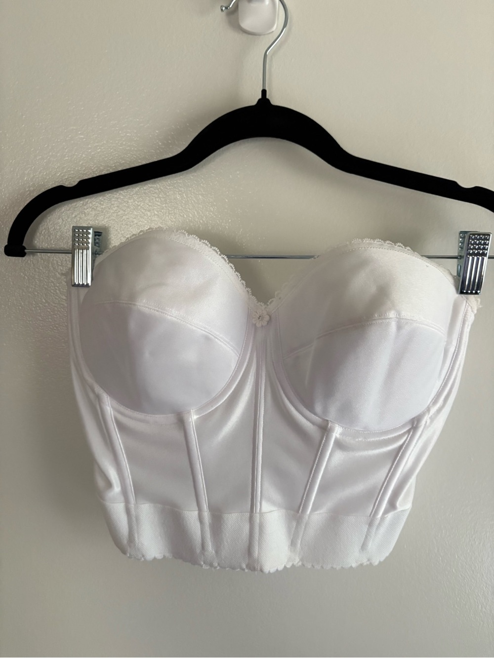 Dominique Noemi Strapless Lowback Longline Bustier Bra Corset White 32DD/E